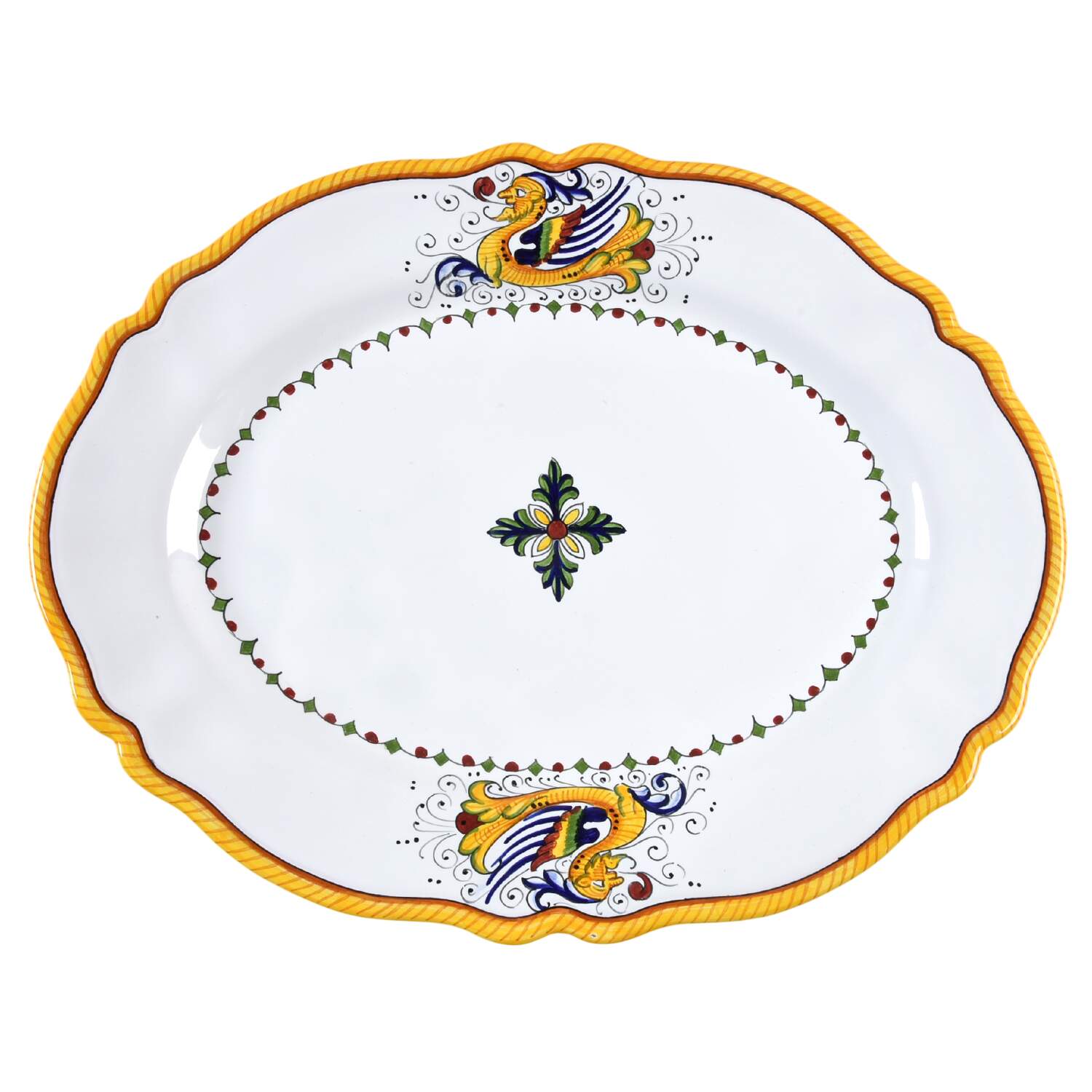 Raffaellesco (Scalloped) 16" Oval Serving Platter by Deruta (Italy)-1