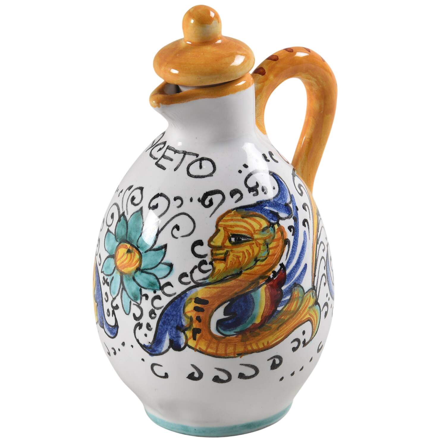 Raffaellesco (Scalloped) Vinegar Cruet with Stopper by Deruta (Italy)-1