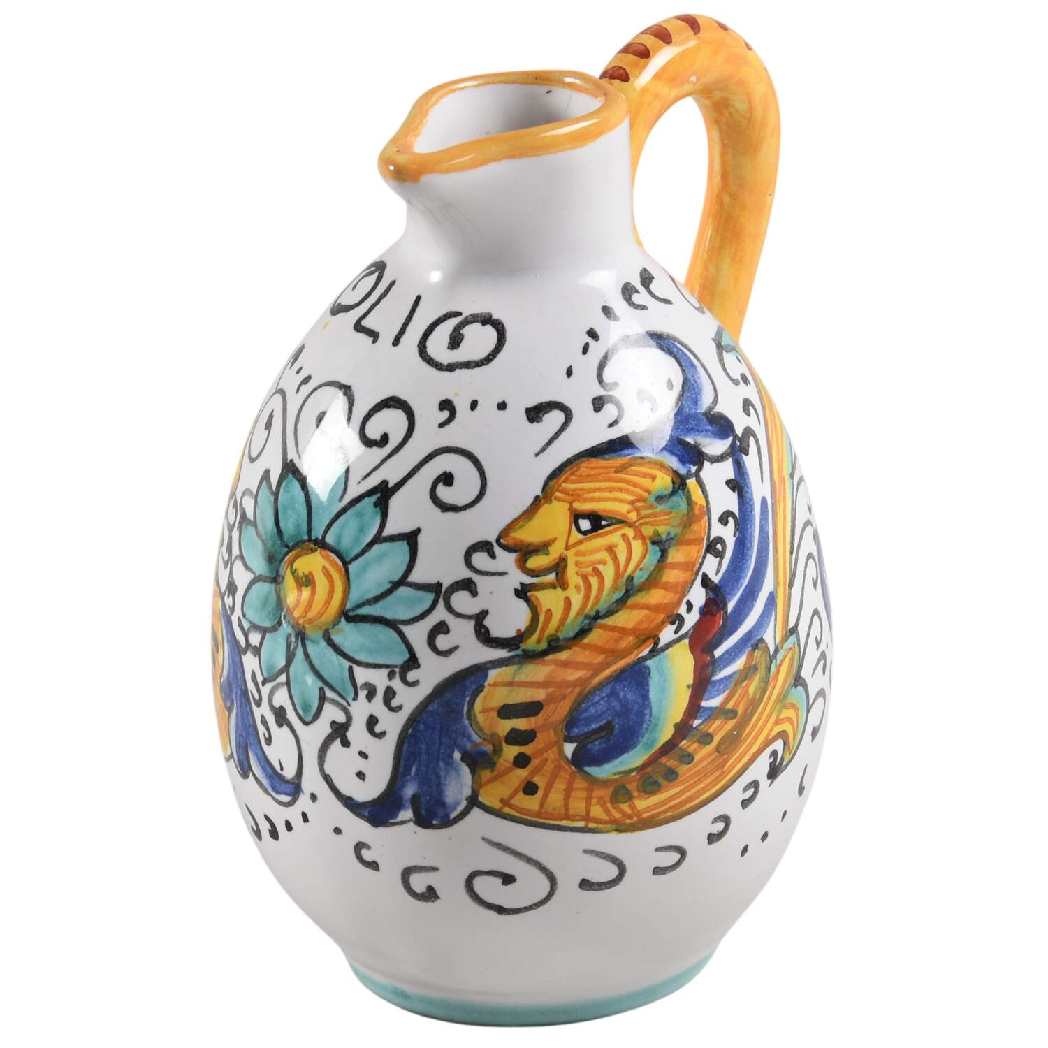 Raffaellesco (Scalloped) Oil Cruet No Stopper by Deruta (Italy)-1