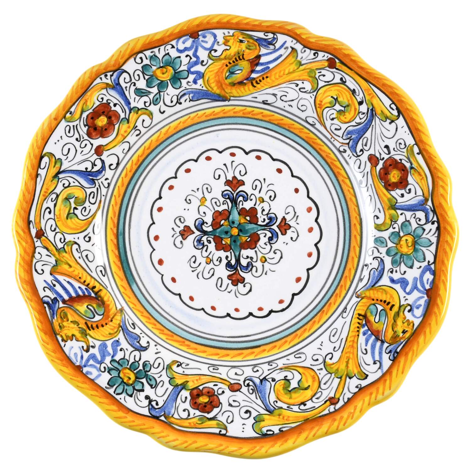 Raffaellesco (Scalloped) Salad Plate by Deruta (Italy)-1