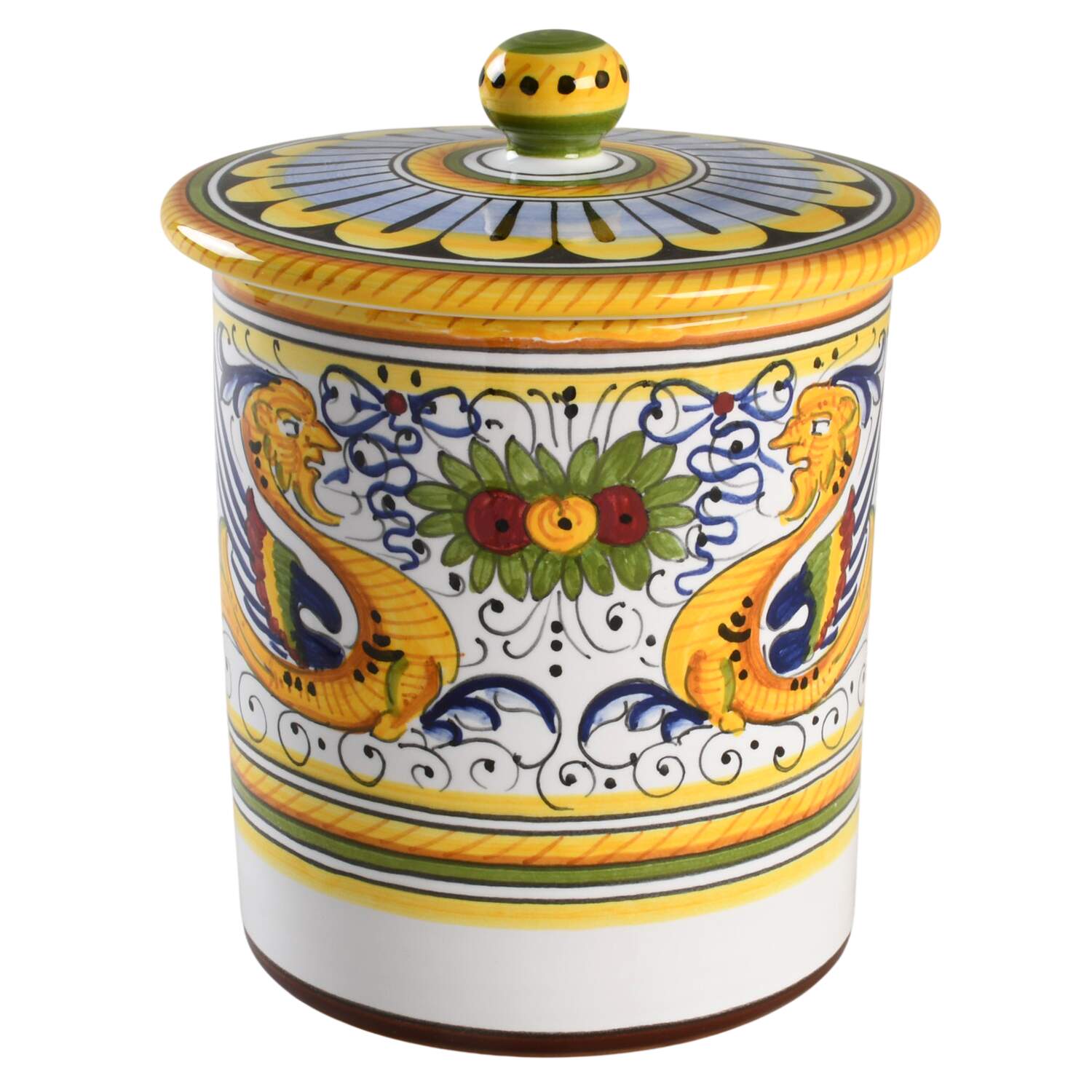 Raffaellesco (Scalloped) Medium Canister & Lid by Deruta (Italy)-1