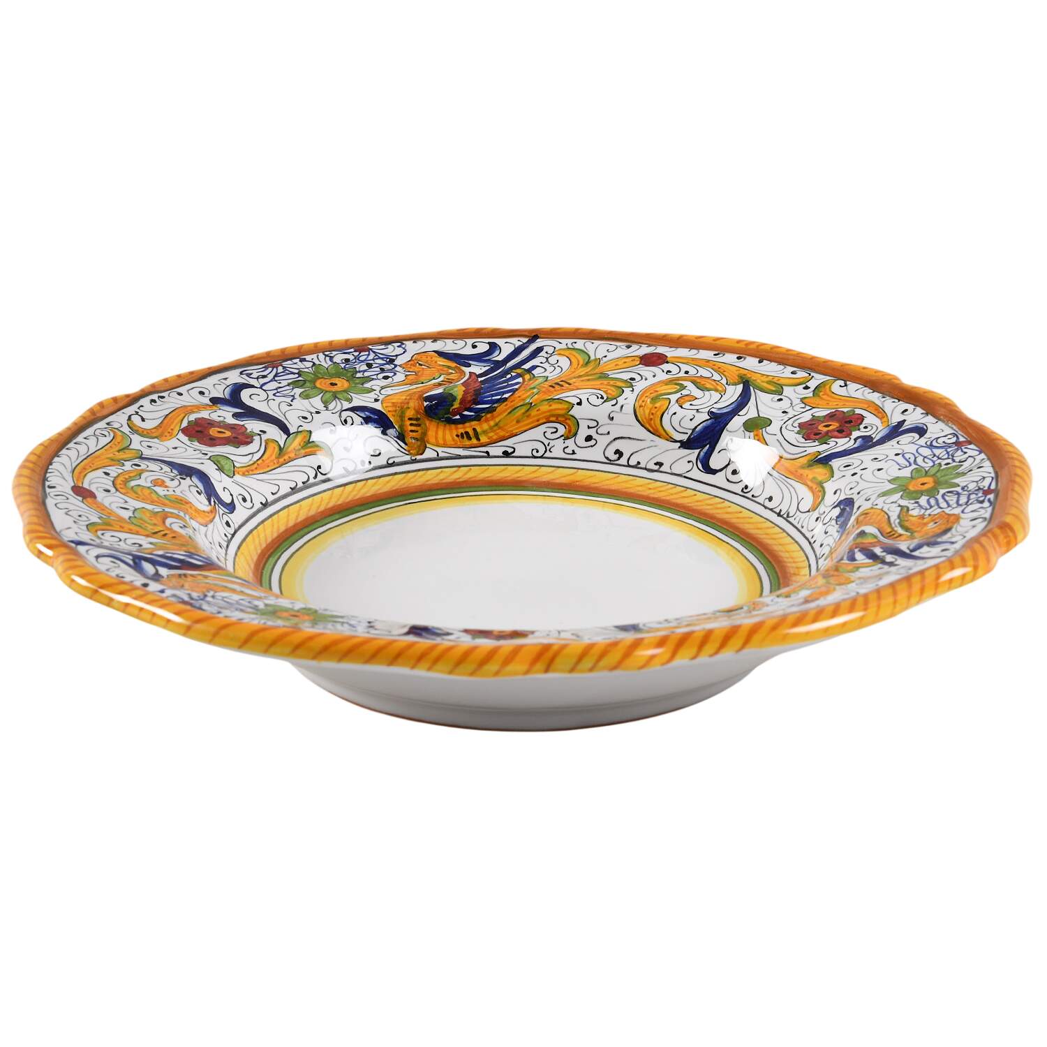 Raffaellesco (Scalloped) Large Rim Soup Bowl by Deruta (Italy)-1