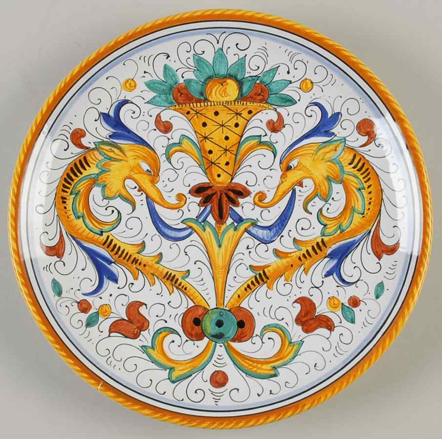 Raffaellesco (Scalloped) 10" Wall Plate by Deruta (Italy)-1