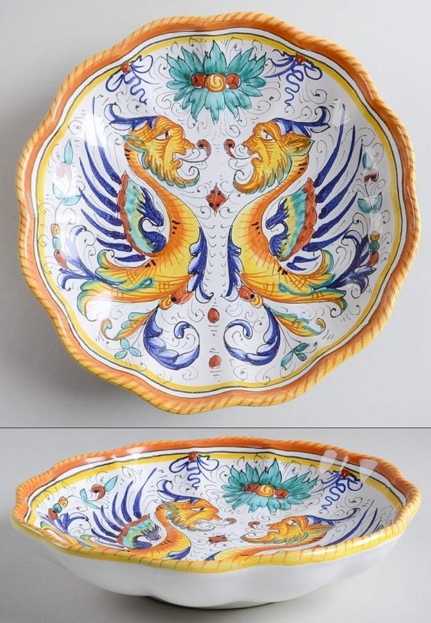 Raffaellesco (Scalloped) 9" Soup/Pasta Bowl by Deruta (Italy)-1
