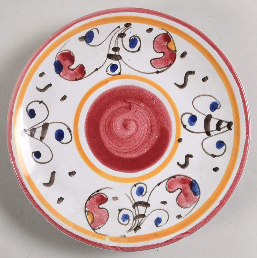 Red Rooster Saucer for Flat Cup by Deruta (Italy)-1
