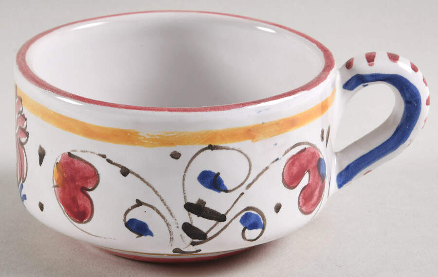 Red Rooster Flat Cup by Deruta (Italy)-1