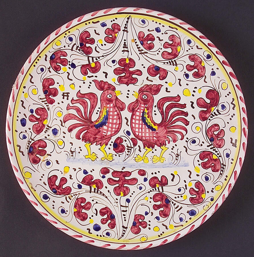 Red Rooster Plate Wall by Deruta (Italy)-1
