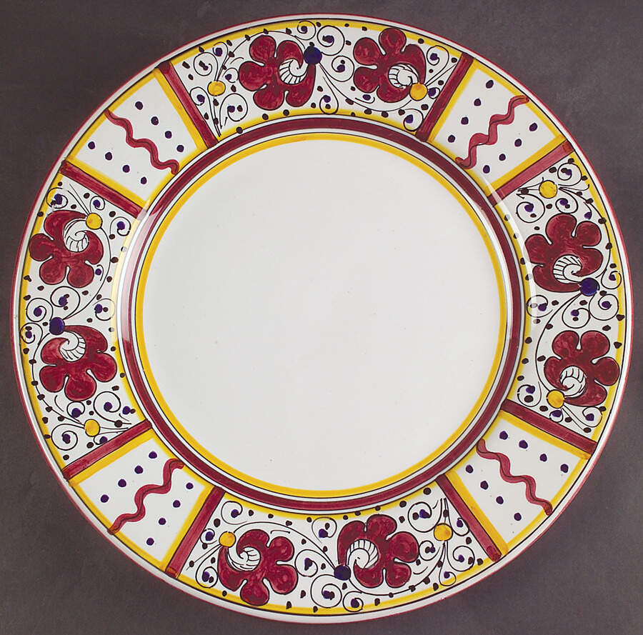 Red Rooster Dinner Plate by Deruta (Italy)-1