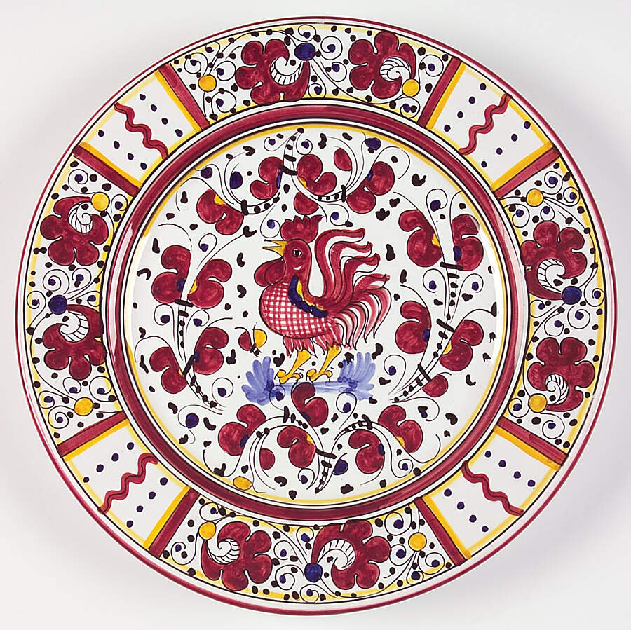 Red Rooster Dinner Plate by Deruta (Italy)-1