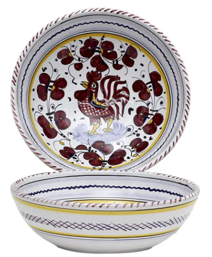Red Rooster 8" Soup/Pasta Bowl by Deruta (Italy)-1