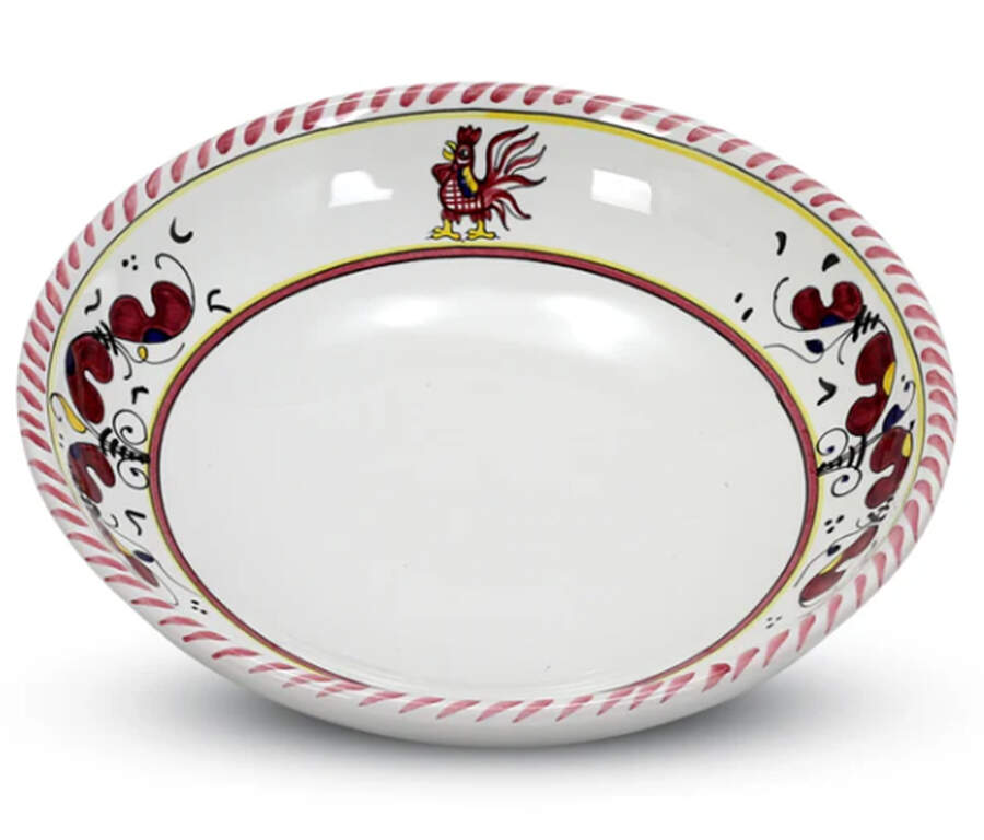 Red Rooster 9" Shallow Bowl by Deruta (Italy)-1