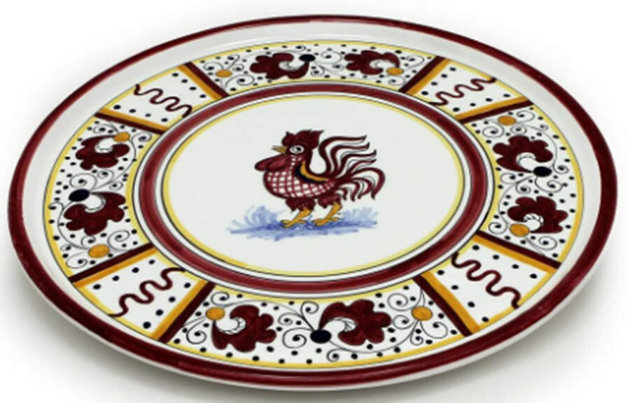 Red Rooster 12" Pizza/Cake Plate by Deruta (Italy)-1