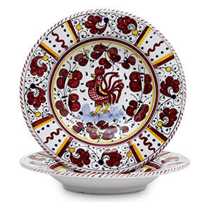 Red Rooster 8" Individual Pasta Bowl by Deruta (Italy)-1