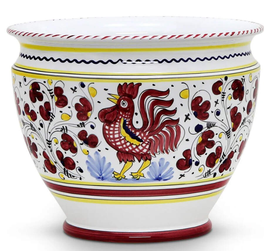 Red Rooster Large Cachepot by Deruta (Italy)-1
