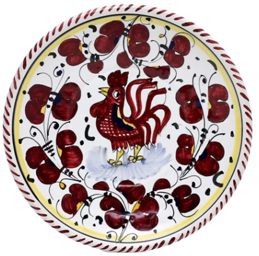 Red Rooster Bread & Butter Plate by Deruta (Italy)-1