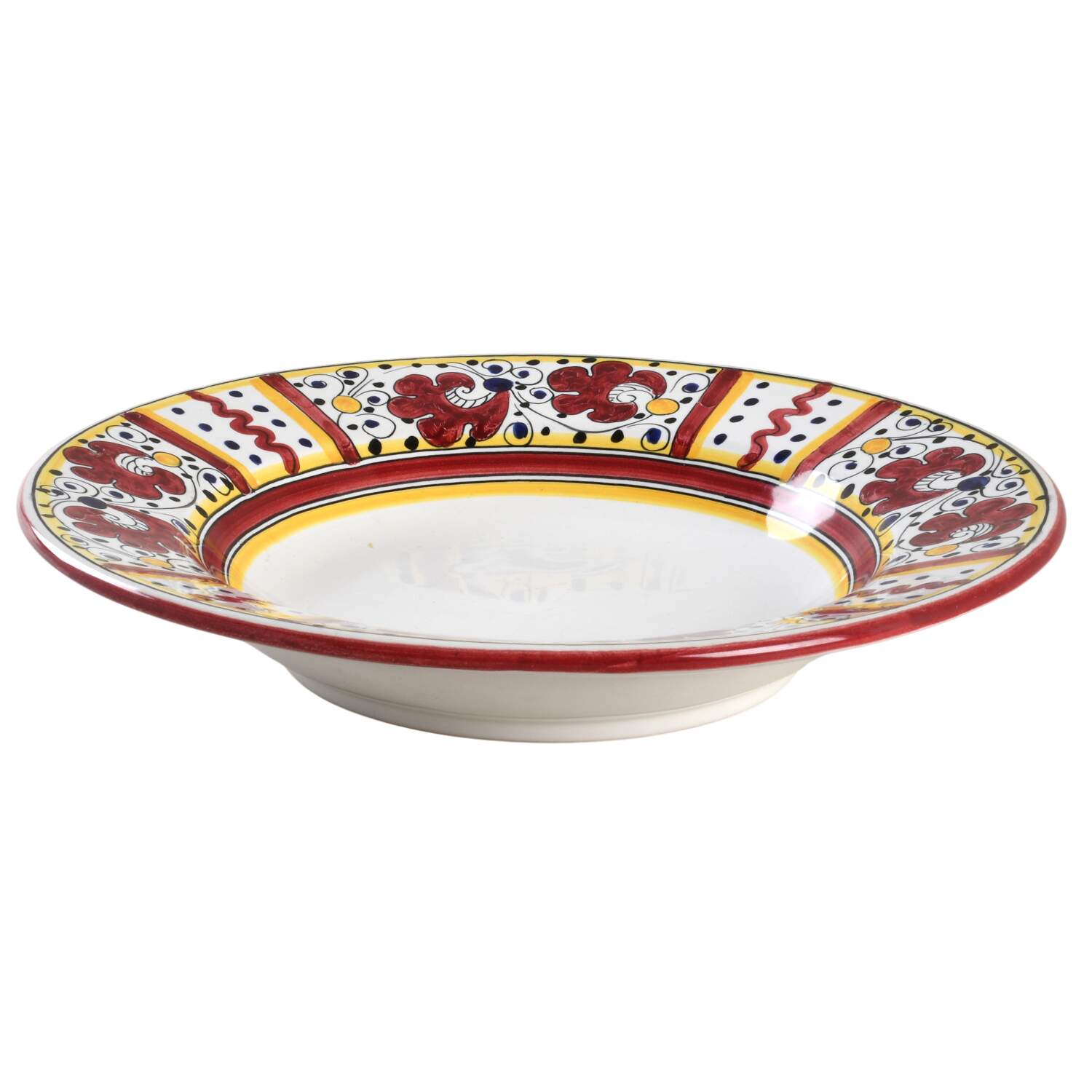 Red Rooster Large Rim Soup Bowl by Deruta (Italy)-1