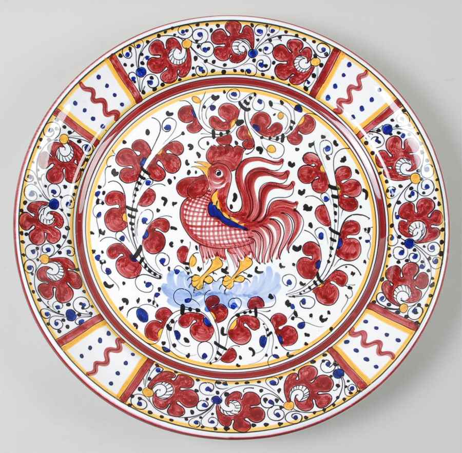 Red Rooster 12" Chop Plate (Round Platter) by Deruta (Italy)-1