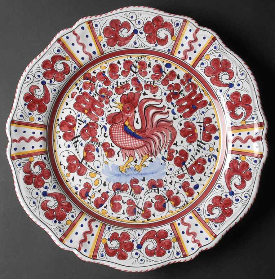 Red Rooster 14" Chop Plate (Round Platter) by Deruta (Italy)-1