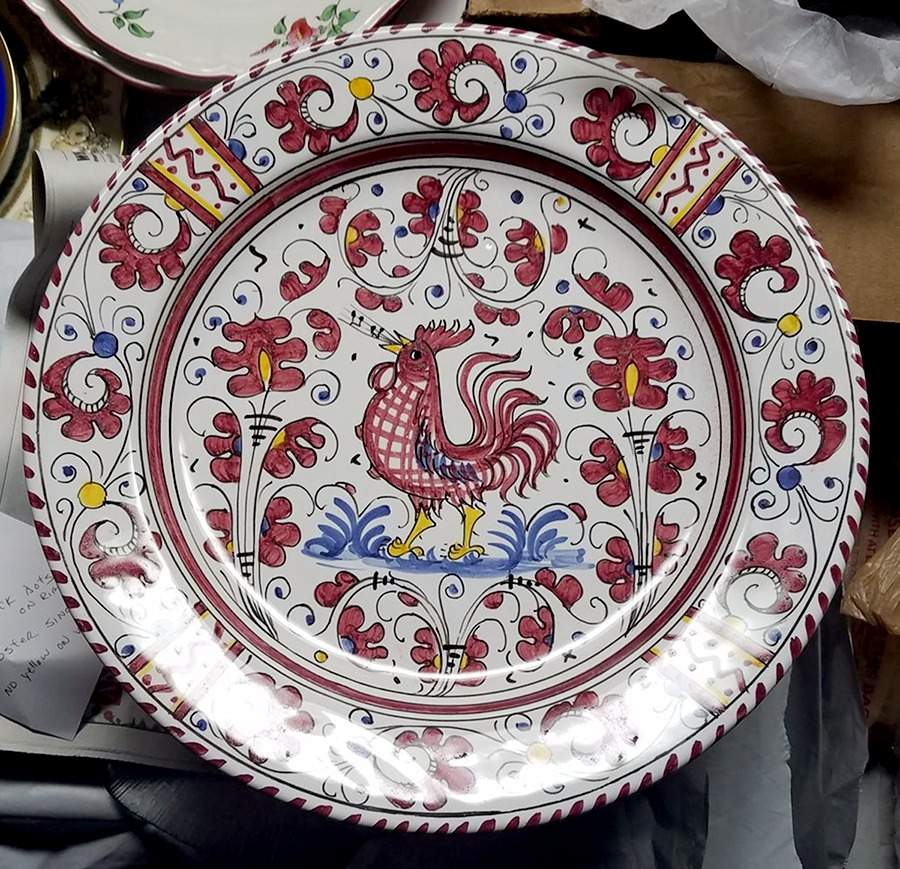 Red Rooster 12" Chop Plate (Round Platter) by Deruta (Italy)-1