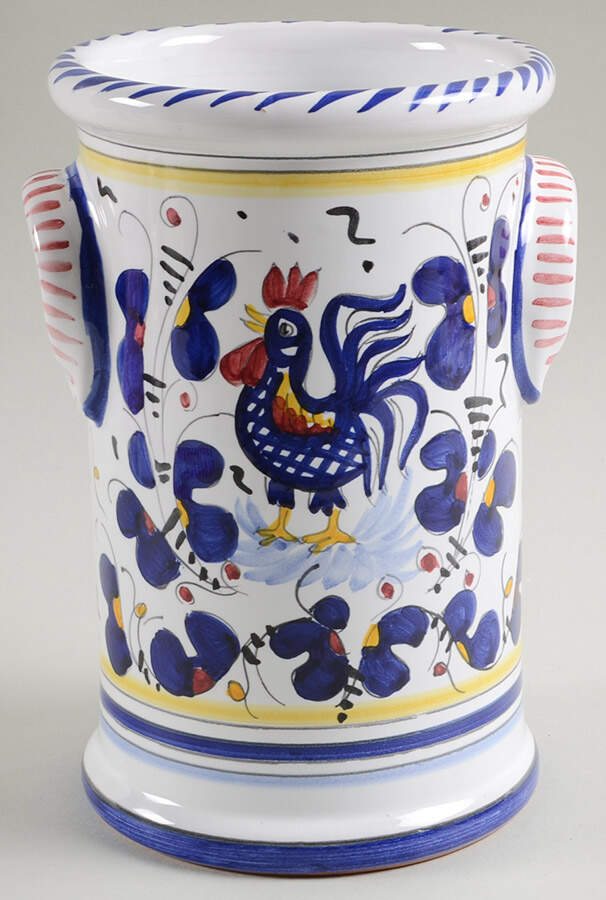 Blue Rooster Utensil Holder by Deruta (Italy)-1