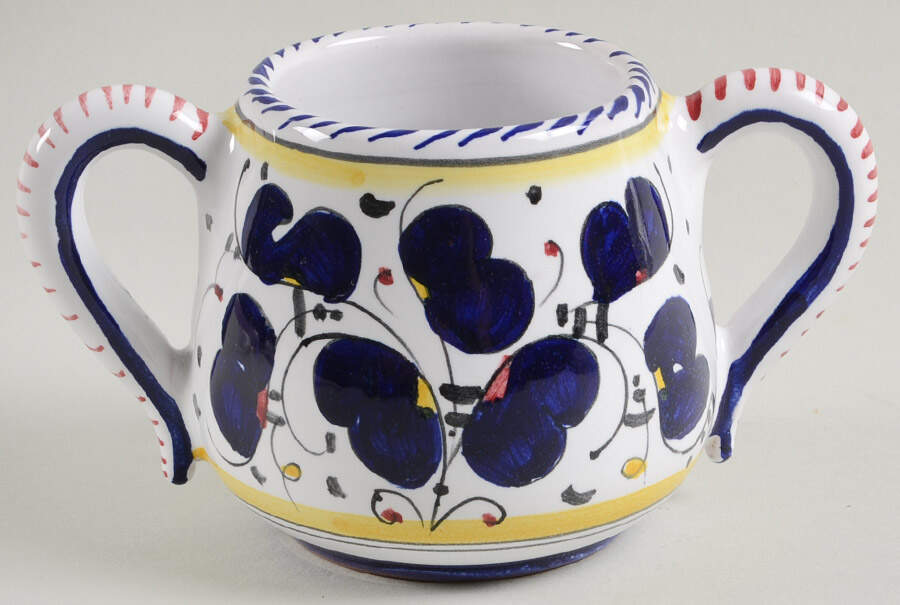 Blue Rooster Sugar Bowl No Lid by Deruta (Italy)-1