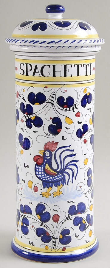 Blue Rooster Spaghetti Jar & Lid by Deruta (Italy)-1