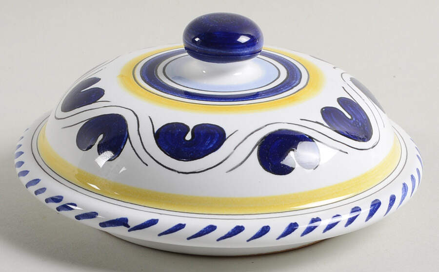 Blue Rooster Lid for Spaghetti Jar by Deruta (Italy)-1