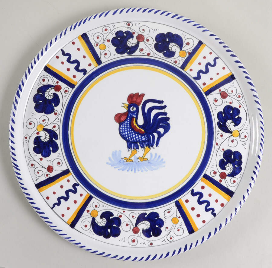 Blue Rooster 12" Pizza/Cake Plate by Deruta (Italy)-1