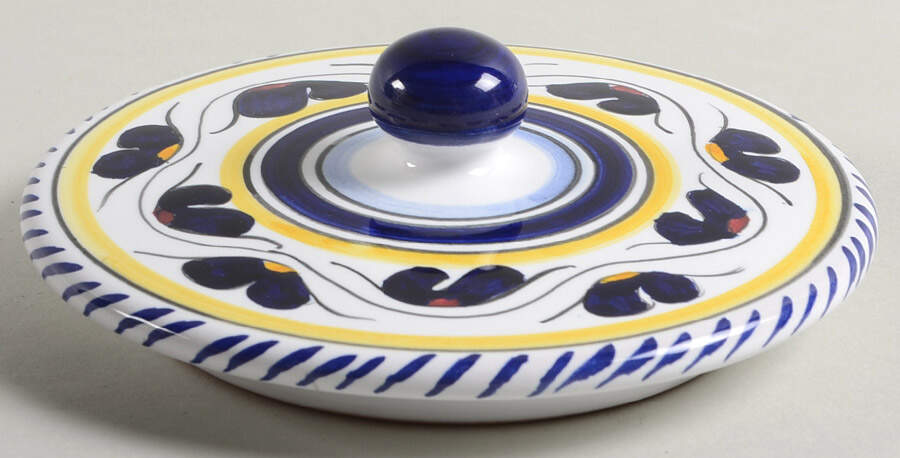 Blue Rooster Lid for Coffee Canister by Deruta (Italy)-1