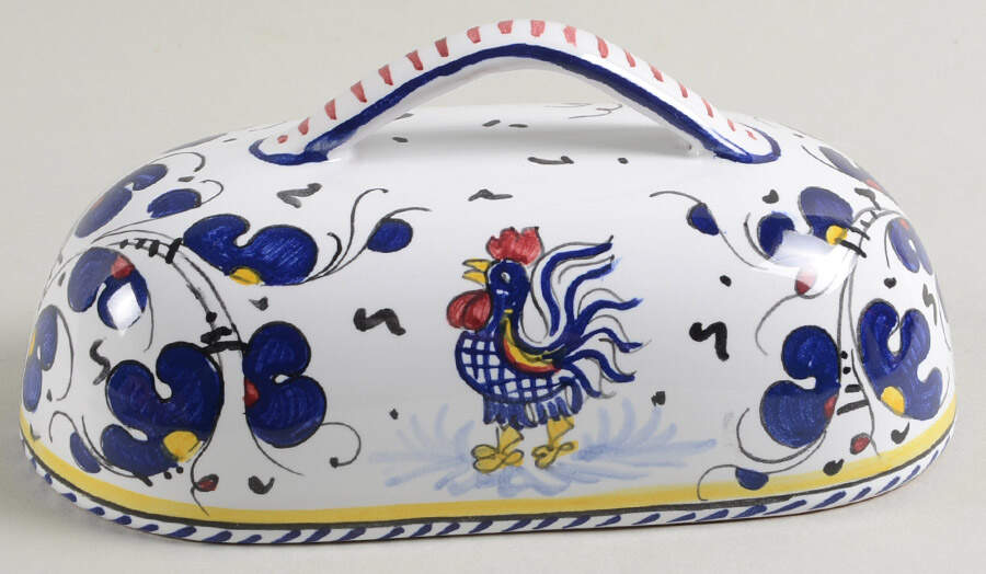 Blue Rooster Lid for 1/4 Lb Butter by Deruta (Italy)-1