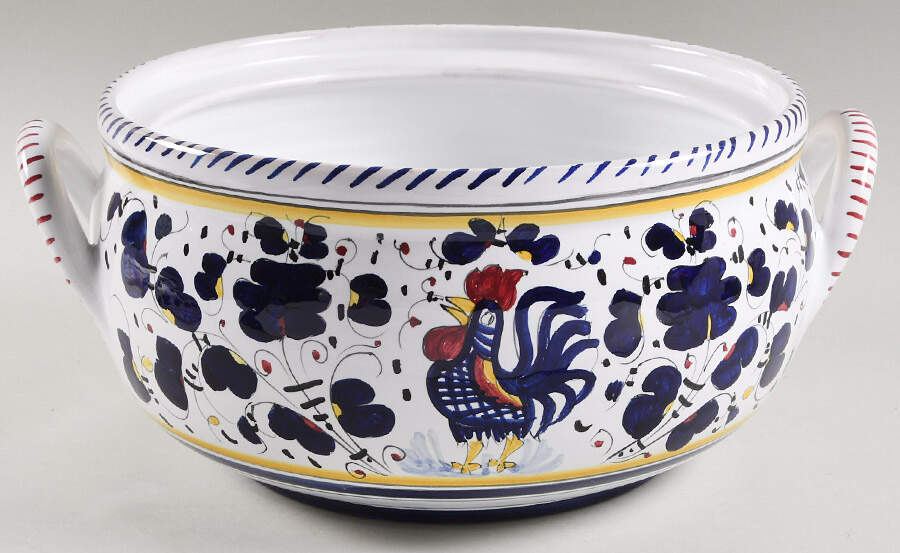 Blue Rooster Tureen No Lid by Deruta (Italy)-1