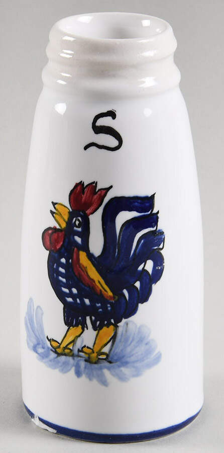 Blue Rooster Salt Shaker No Metal Lid by Deruta (Italy)-1