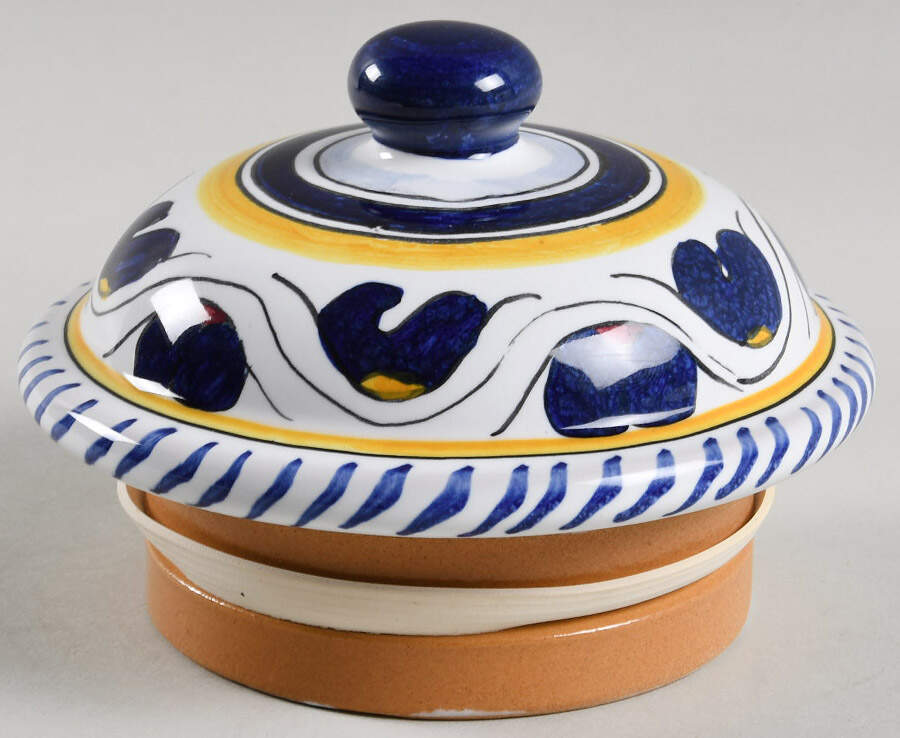 Blue Rooster Lid for Salt Box by Deruta (Italy)-1