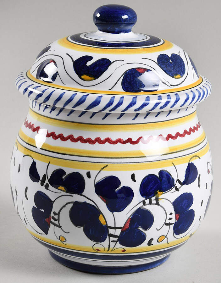 Blue Rooster Salt Box & Lid by Deruta (Italy)-1