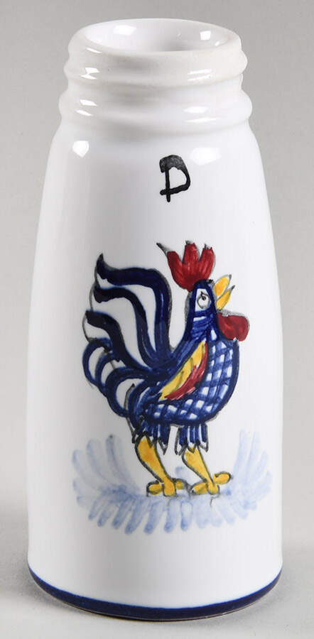 Blue Rooster Pepper Shaker No Metal Lid by Deruta (Italy)-1