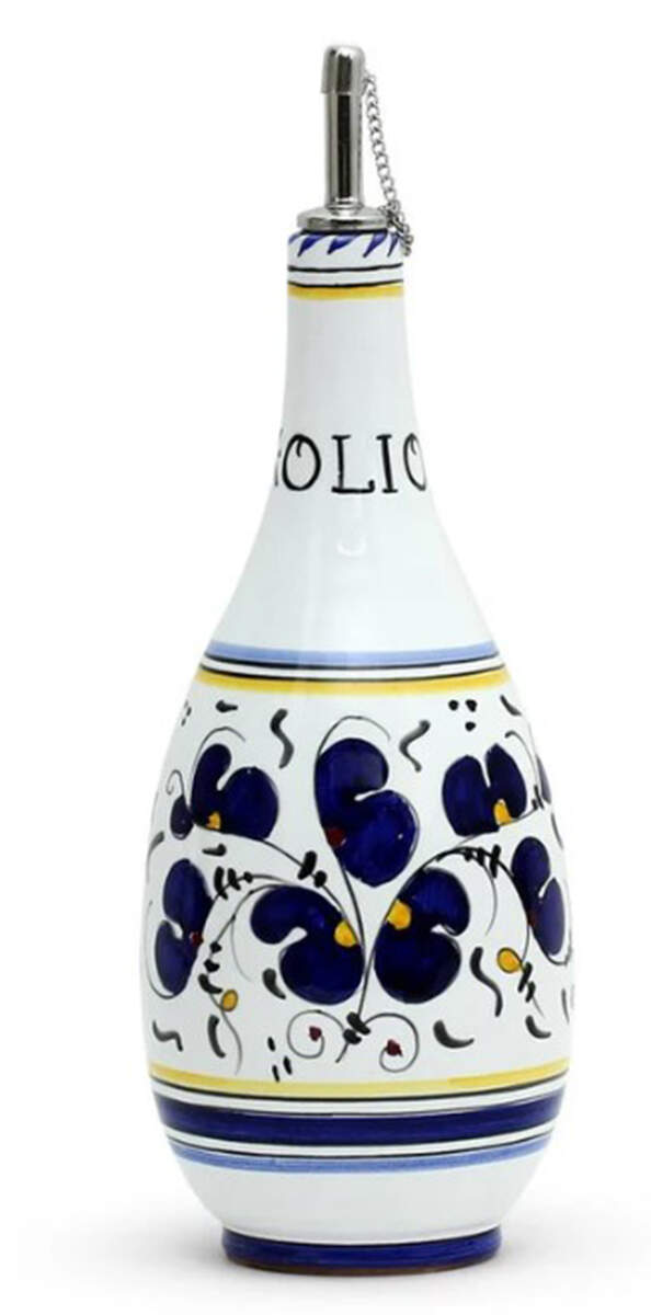 Blue Rooster Oil Jar & Stopper by Deruta (Italy)-1