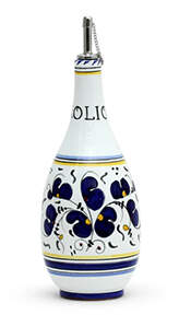 Blue Rooster Oil Or Vinegar Cruet and Stopper by Deruta (Italy)-1