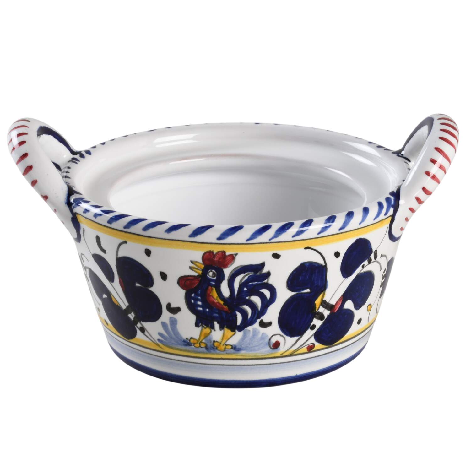 Blue Rooster Parmesan Pot No Lid by Deruta (Italy)-1