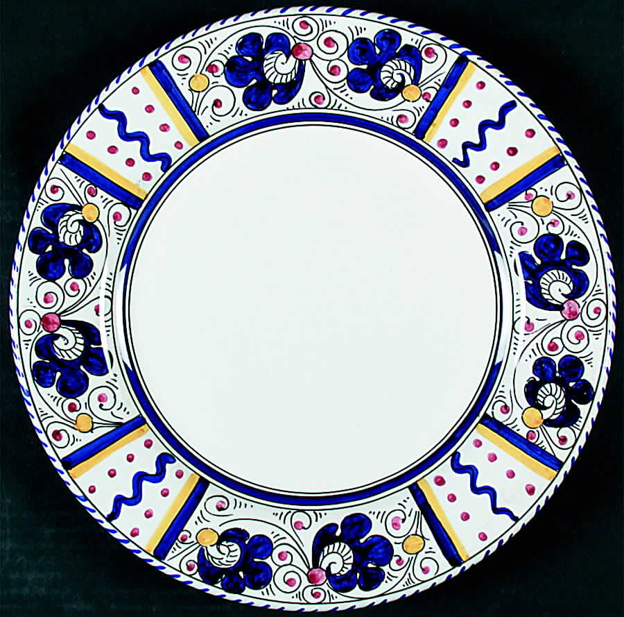 Blue Rooster Dinner Plate by Deruta (Italy)-1