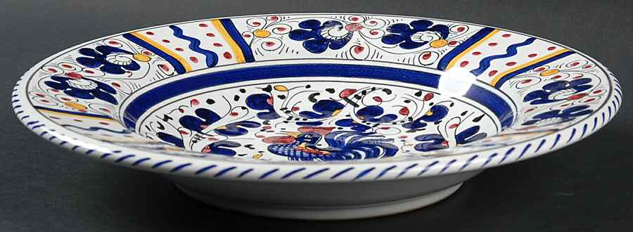 Blue Rooster Large Rim Soup Bowl by Deruta (Italy)-1