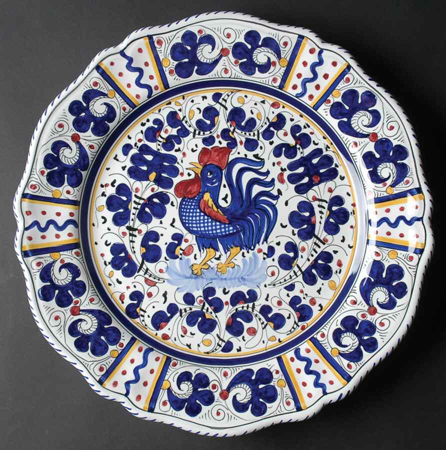 Blue Rooster 14" Chop Plate (Round Platter) by Deruta (Italy)-1