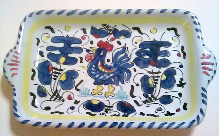 Blue Rooster 7" Handled Tray by Deruta (Italy)-1