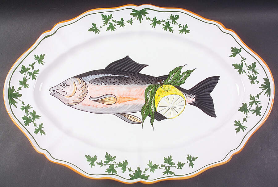 Fish (Fish with Lemons) 23" Oval Serving Platter by Deruta (Italy)-1