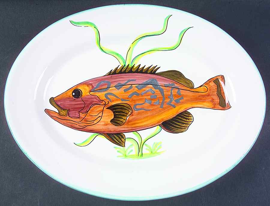 Fish (Tropical) 15" Oval Serving Platter by Deruta (Italy)-1