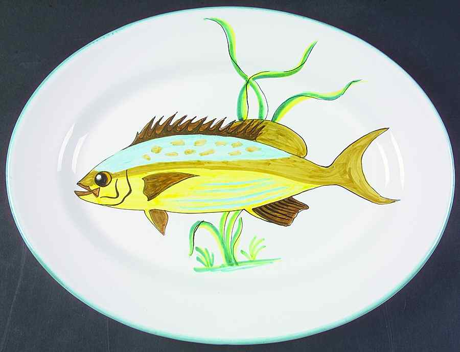 Fish (Tropical) 15" Oval Serving Platter by Deruta (Italy)-1