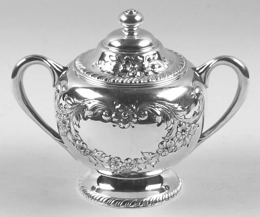 500-Chased (Sterling Hollowware) Sugar Bowl & Lid by Dunkirk Silversmiths-1