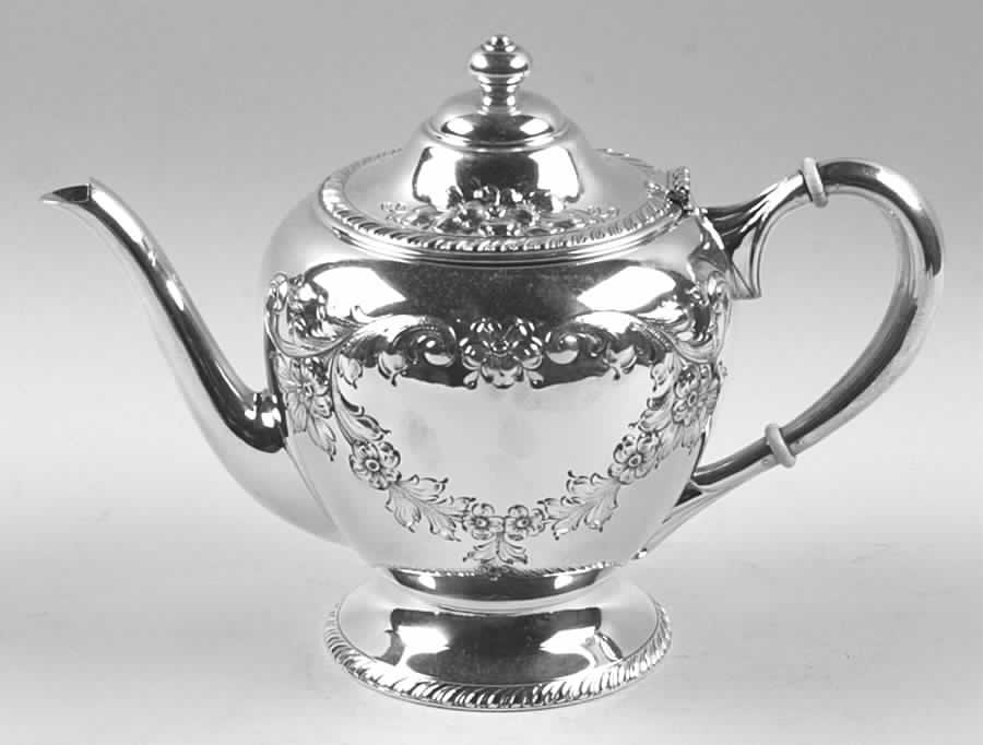500-Chased (Sterling Hollowware) Teapot by Dunkirk Silversmiths-1