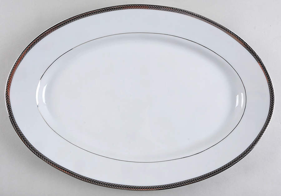 Laurel Platinum 16" Oval Serving Platter by Philippe Deshoulieres-1