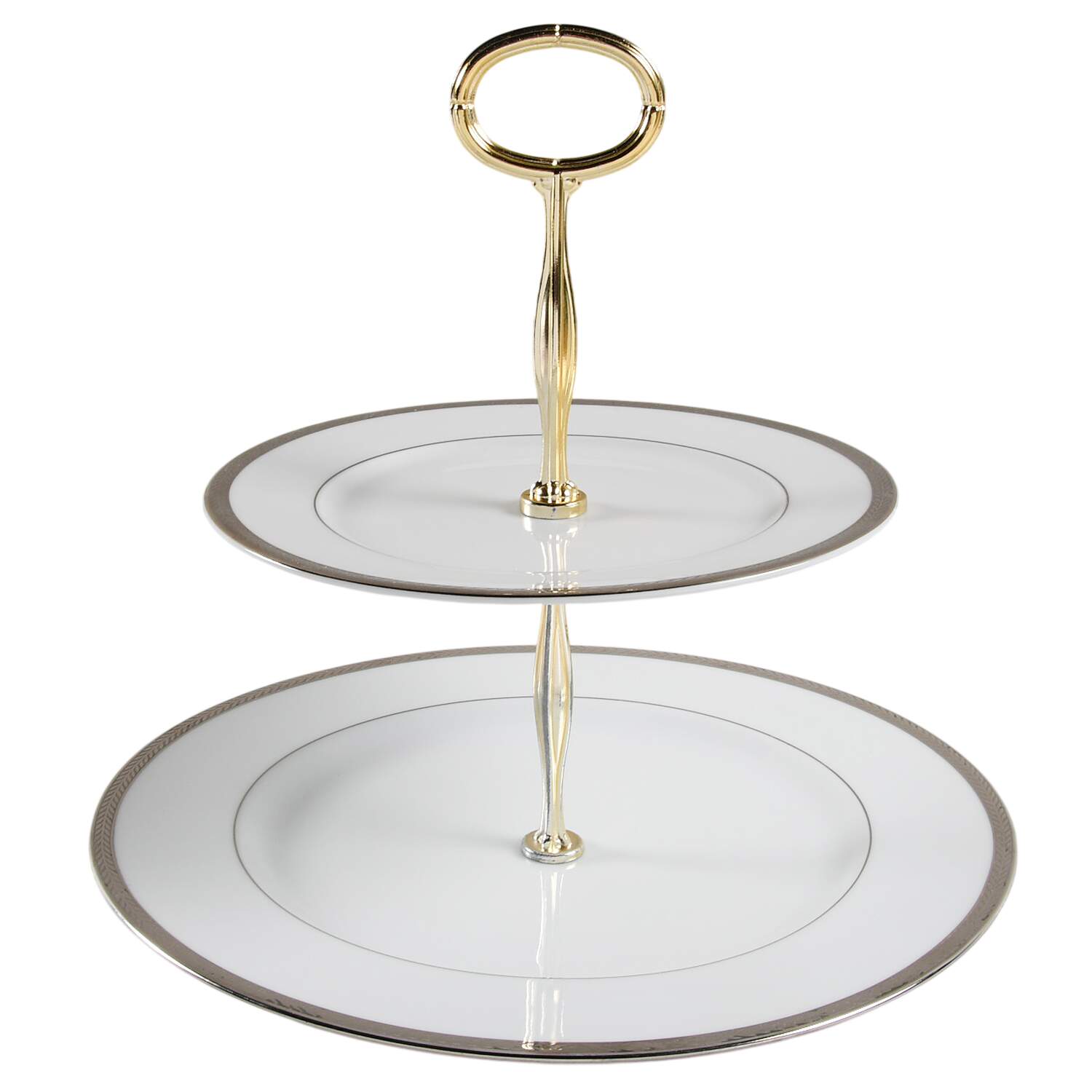 Laurel Platinum 6 5/8"-10"  2 Tiered Serving Tray (Dp, Sp) HC by Philippe Deshoulieres-1