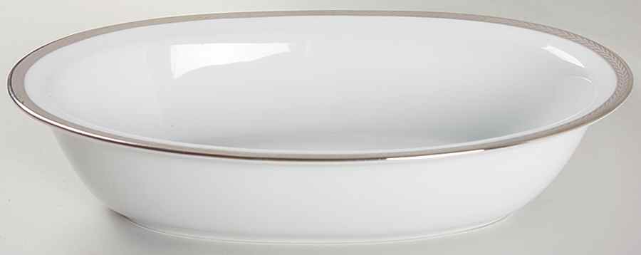 Laurel Platinum 10" Oval Vegetable Bowl by Philippe Deshoulieres-1